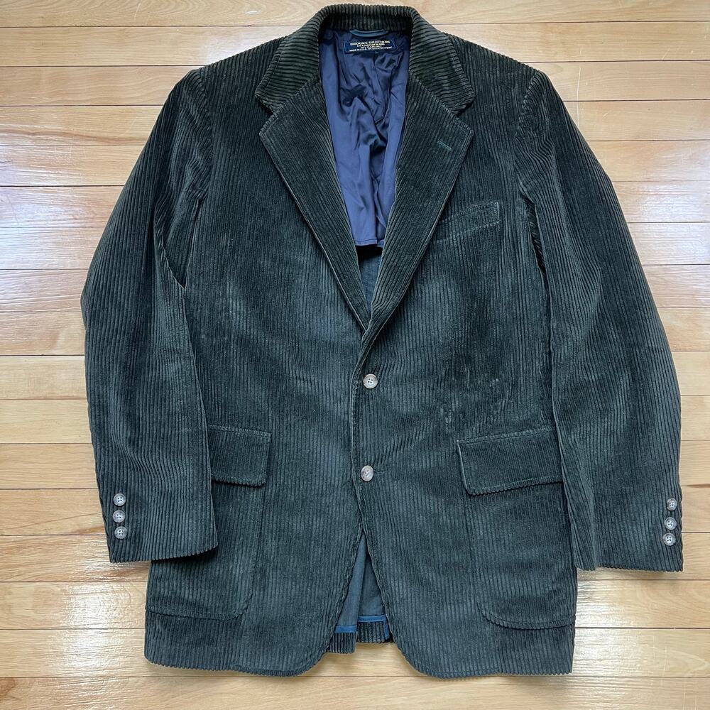Vintage 90s Brooks Brothers Corduroy Sport Coat Blazer Mens 43L Dark Green
